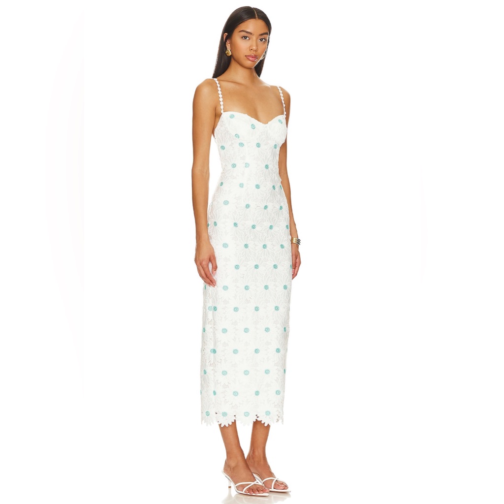 Saylor Embroidered White With Blue Dress - Size Small - Nwt